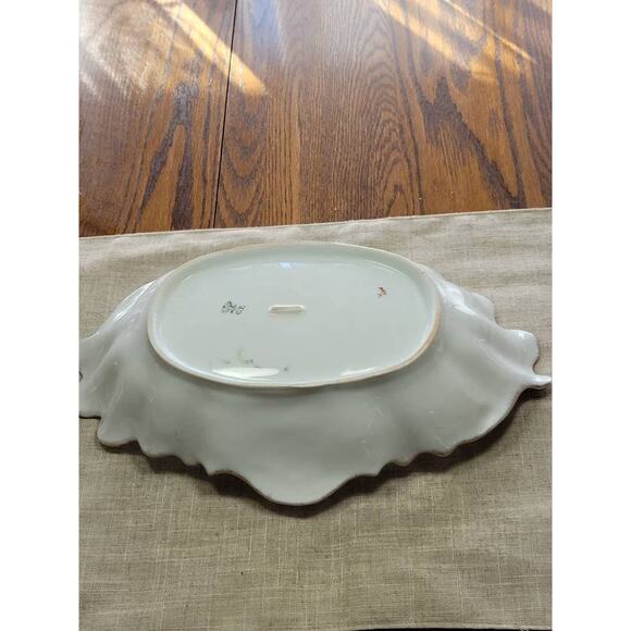 Antique Germany Oval Scalloped Bowl, CT Carl Tielsch, Centerpiece Dish 13-3/4" - Picture 3 of 7